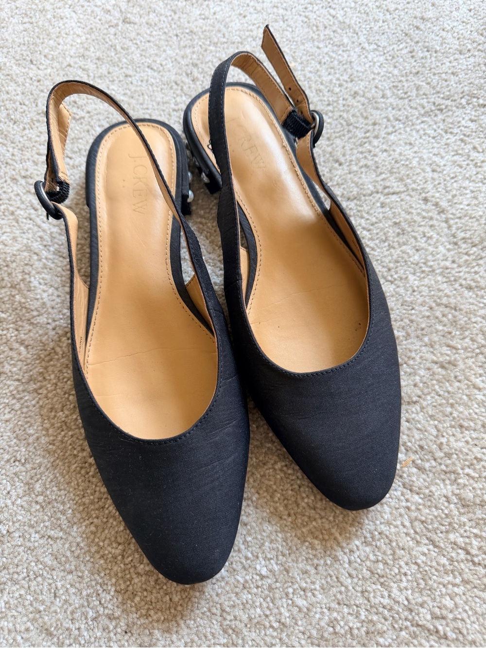 J. Crew Black Pointed-Toe Slingback Flats